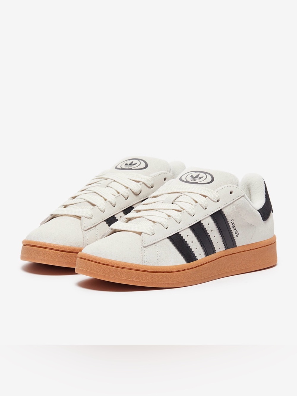 Adidas Campus Sneakers  00s in Off-White and Black with Gum Sole, 5.5k / 6w